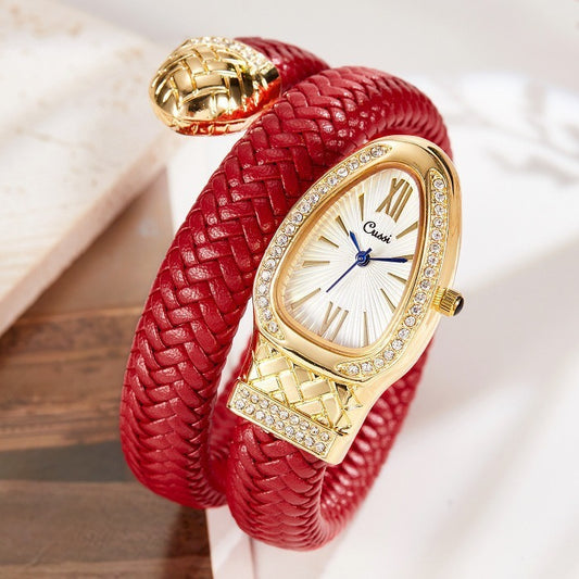 Snake Watch Diamond Leather Strap