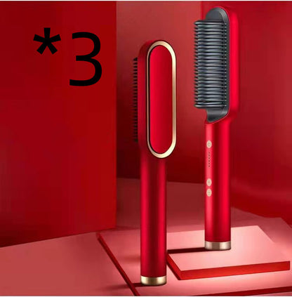 2-In-1 Hair Straightener & Curling Hot Comb - 3pcs Red / US / Opp pack POLITICSLADY