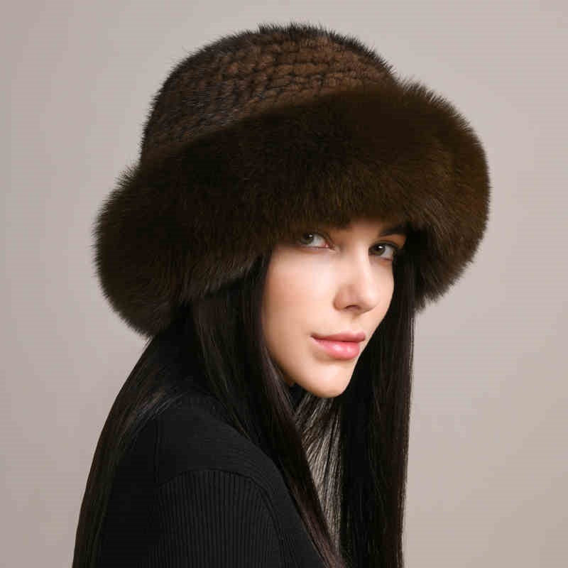 Mink Hair Hat Lady Braided