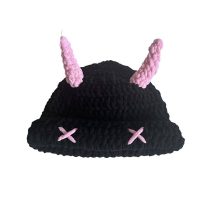 Wool Hat Cute Devil Mask Horn