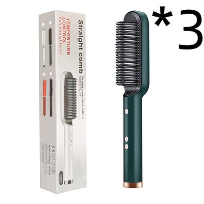 2-In-1 Hair Straightener & Curling Hot Comb - 3pcs Green / US / With box POLITICSLADY