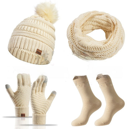 Cap Scarf Gloves And Socks Four-piece Set