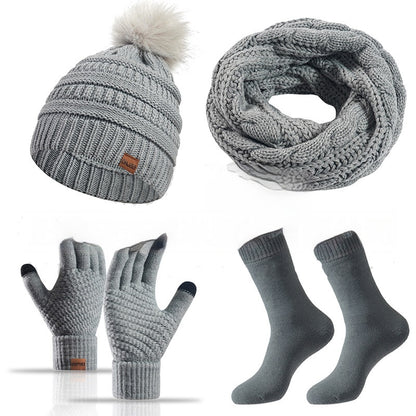 Cap Scarf Gloves And Socks Four-piece Set