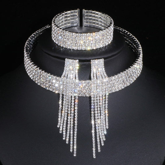 Choker Necklace Full Of Diamonds - 5rows of three sets POLITICSLADY