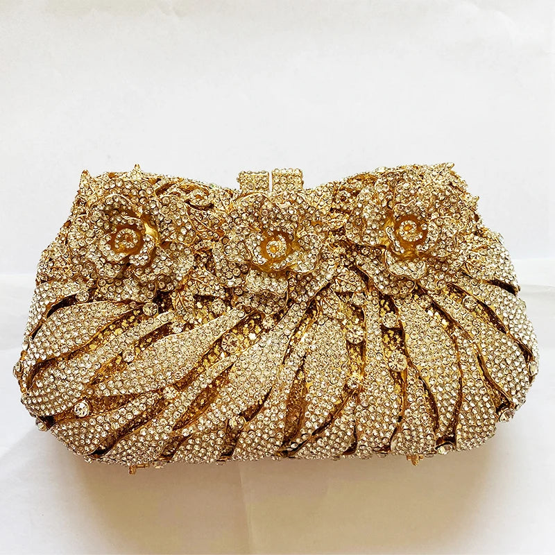 Amara Rose Diamonds Bag - Gold / 20cmX10.5X5cm POLITICSLADY