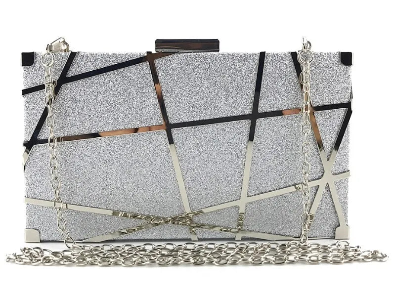 Geometric Clutch Bag - silver POLITICSLADY