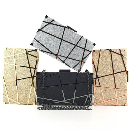 Geometric Clutch Bag - silver POLITICSLADY