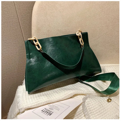 Shoulder Bag Synthetic Leather Crossbody - green / 38x22x5cm POLITICSLADY