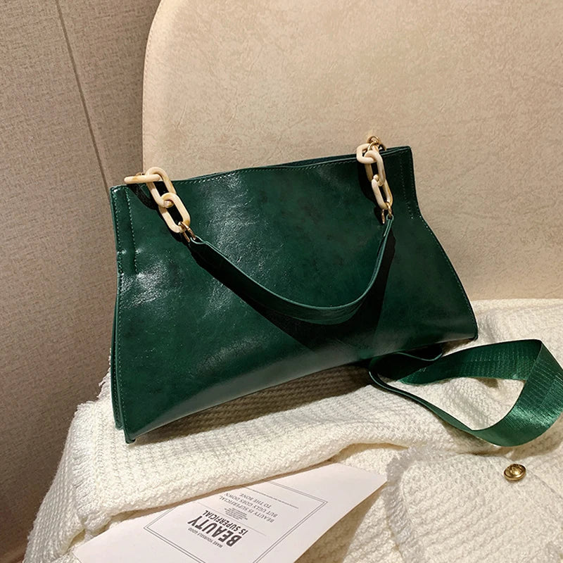 Shoulder Bag Synthetic Leather Crossbody - green / 38x22x5cm POLITICSLADY