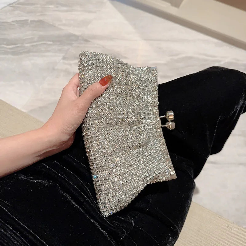 Rhinestone Evening Clutch Bag - green POLITICSLADY