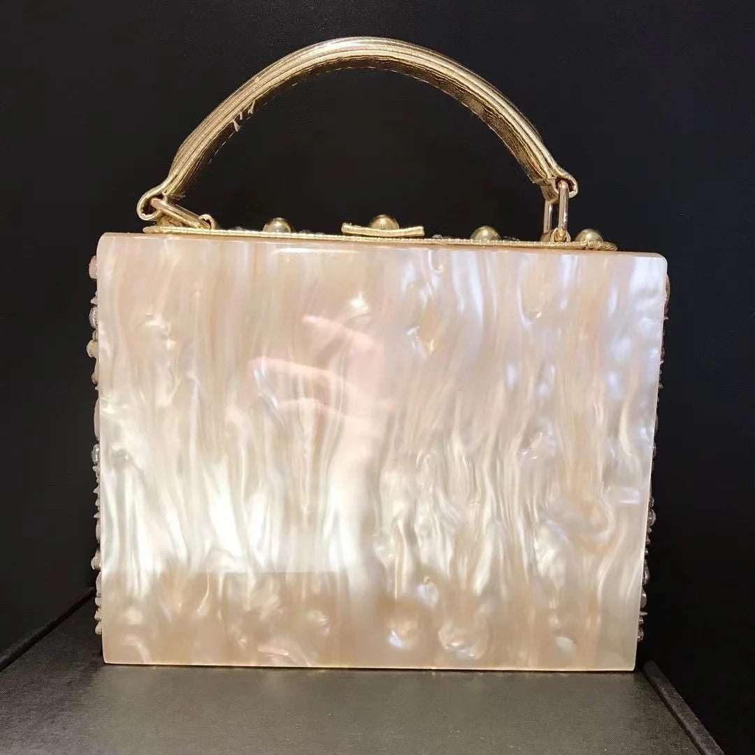 Acrylic Box Handbag - Gold / 19x7x15cm POLITICSLADY