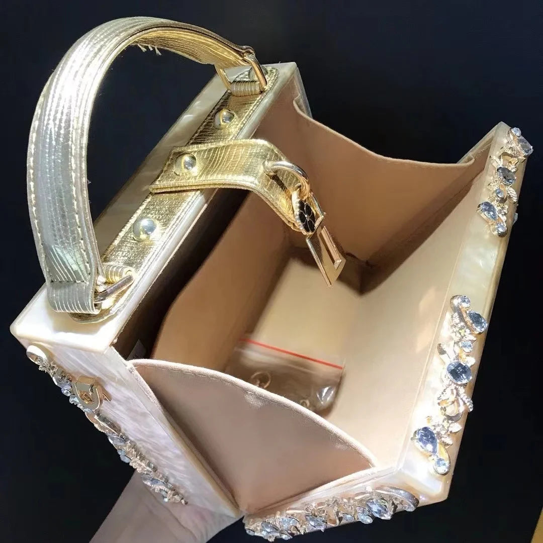 Acrylic Box Handbag - Gold / 19x7x15cm POLITICSLADY