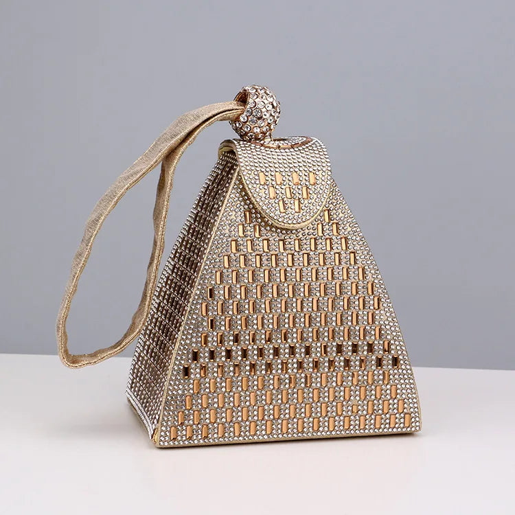 Crystal Pyramid Handbag - golden / 1 POLITICSLADY