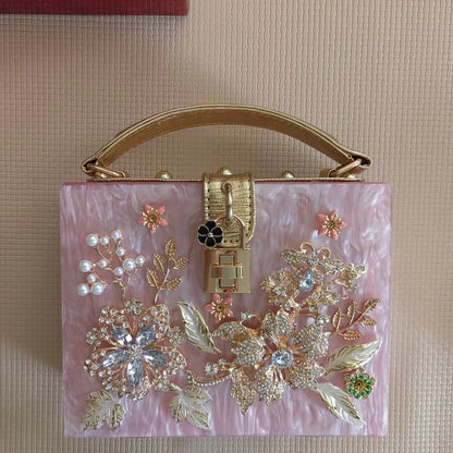 Acrylic Box Handbag - Gold / 19x7x15cm POLITICSLADY