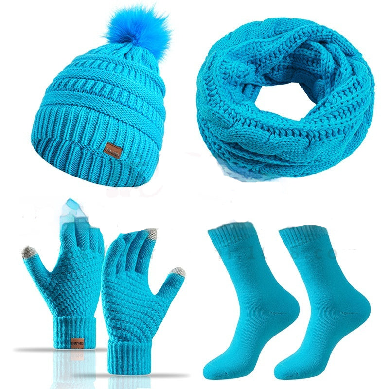 Cap Scarf Gloves And Socks Four-piece Set