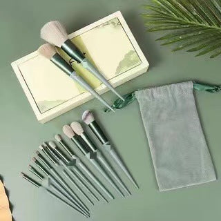 13-Piece Makeup Brush Set - 13 Green Boxed POLITICSLADY