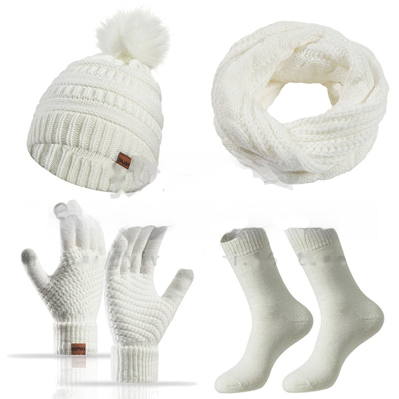 Cap Scarf Gloves And Socks Four-piece Set