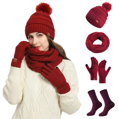 Cap Scarf Gloves And Socks Four-piece Set