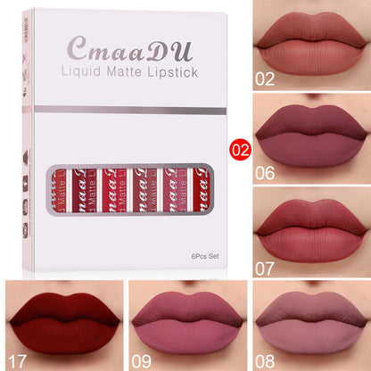 Matte Non-Stick Cup Waterproof Lipstick Set (6 Boxes) - B POLITICSLADY