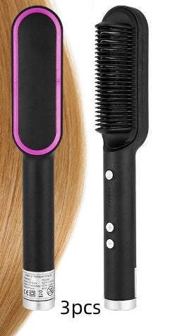 2-In-1 Hair Straightener & Curling Hot Comb - 3pcs Black / US / Opp pack POLITICSLADY