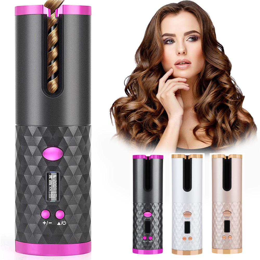 Rechargeable Automatic Hair Curler - Black / USB POLITICSLADY