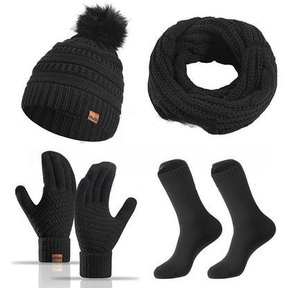 Cap Scarf Gloves And Socks Four-piece Set