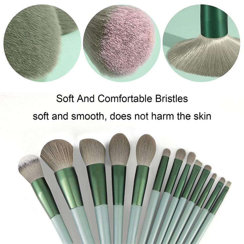 13-Piece Makeup Brush Set - 13 Green Boxed POLITICSLADY