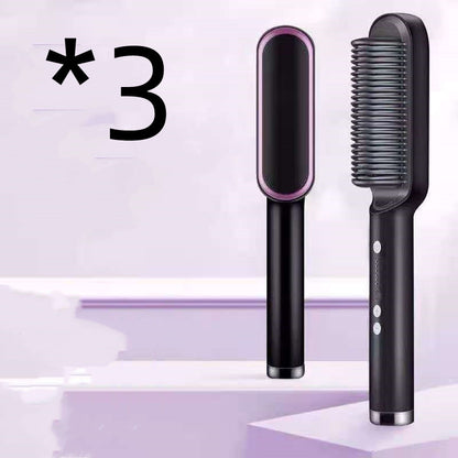 2-In-1 Hair Straightener & Curling Hot Comb - 3pcs A Black / US / With box POLITICSLADY