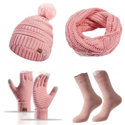 Cap Scarf Gloves And Socks Four-piece Set