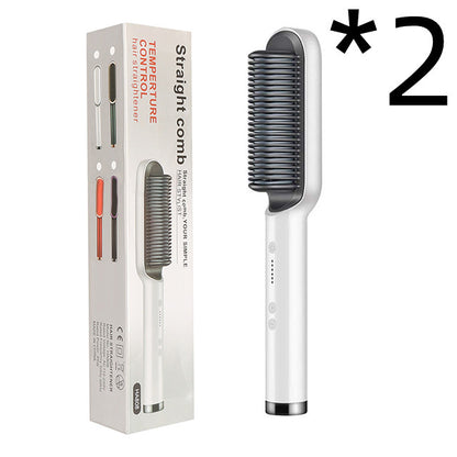 2-In-1 Hair Straightener & Curling Hot Comb - 2pcs White / US / With box POLITICSLADY