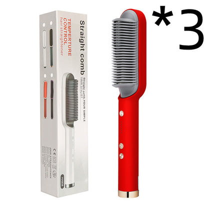 2-In-1 Hair Straightener & Curling Hot Comb - 3pcs Red / US / With box POLITICSLADY