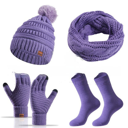 Cap Scarf Gloves And Socks Four-piece Set